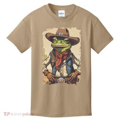 Cowboy Frog Texas Far West Usa Funny Toad Retro Gift Kids T-Shirt