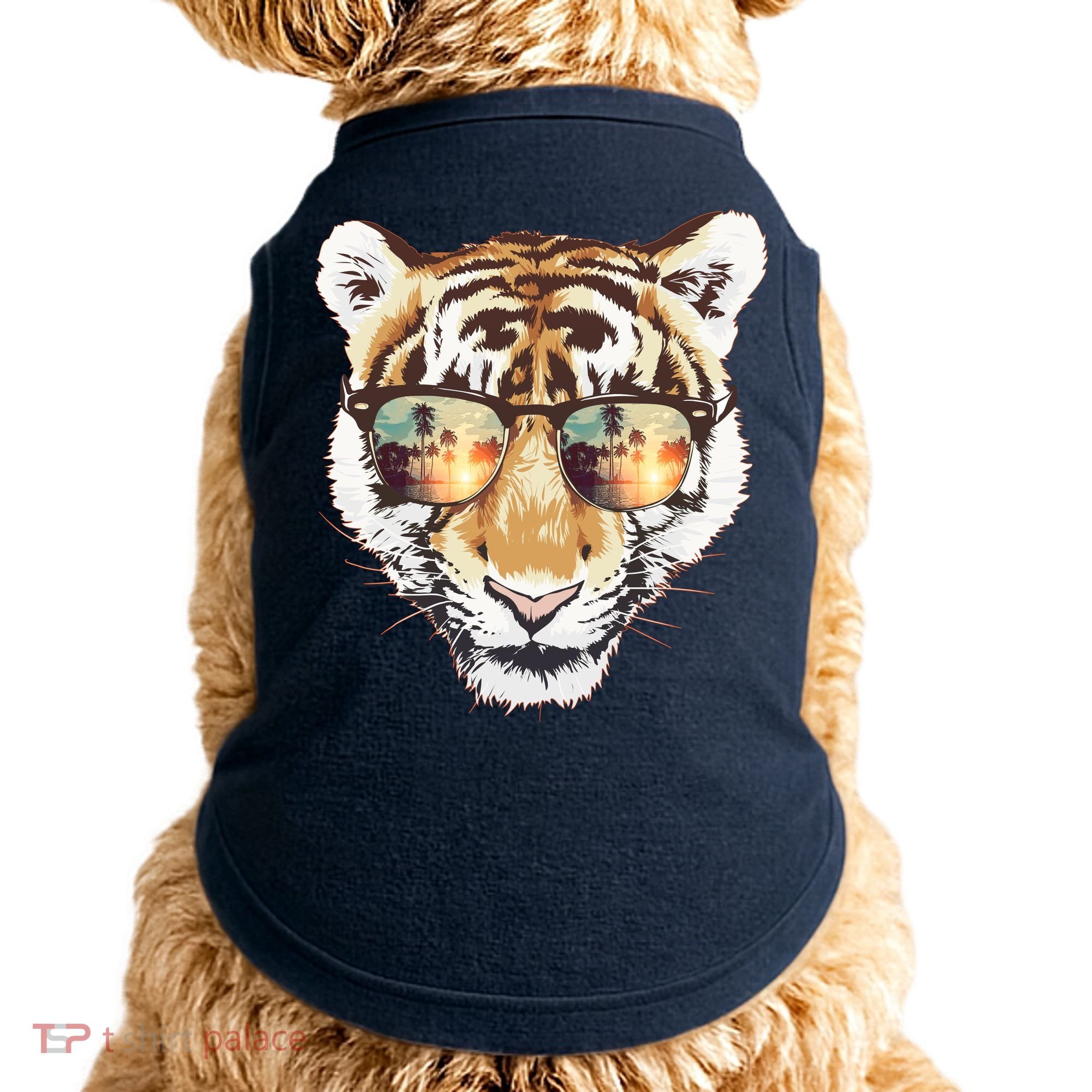 Cool Funny Tiger Tropical Sunglasses Doggie Tank