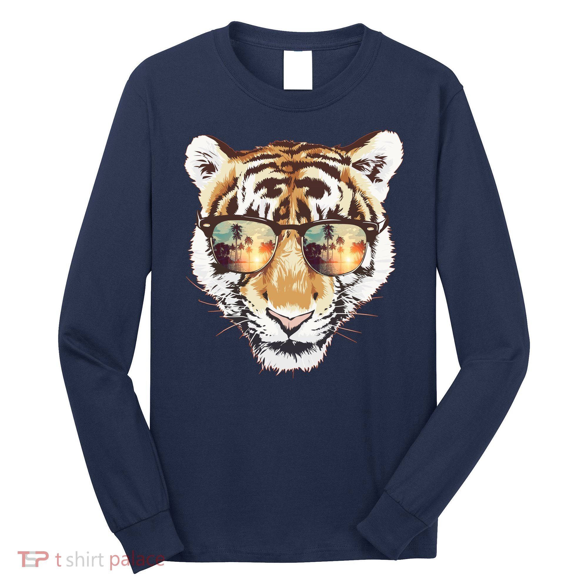 Cool Funny Tiger Tropical Sunglasses Long Sleeve Shirt