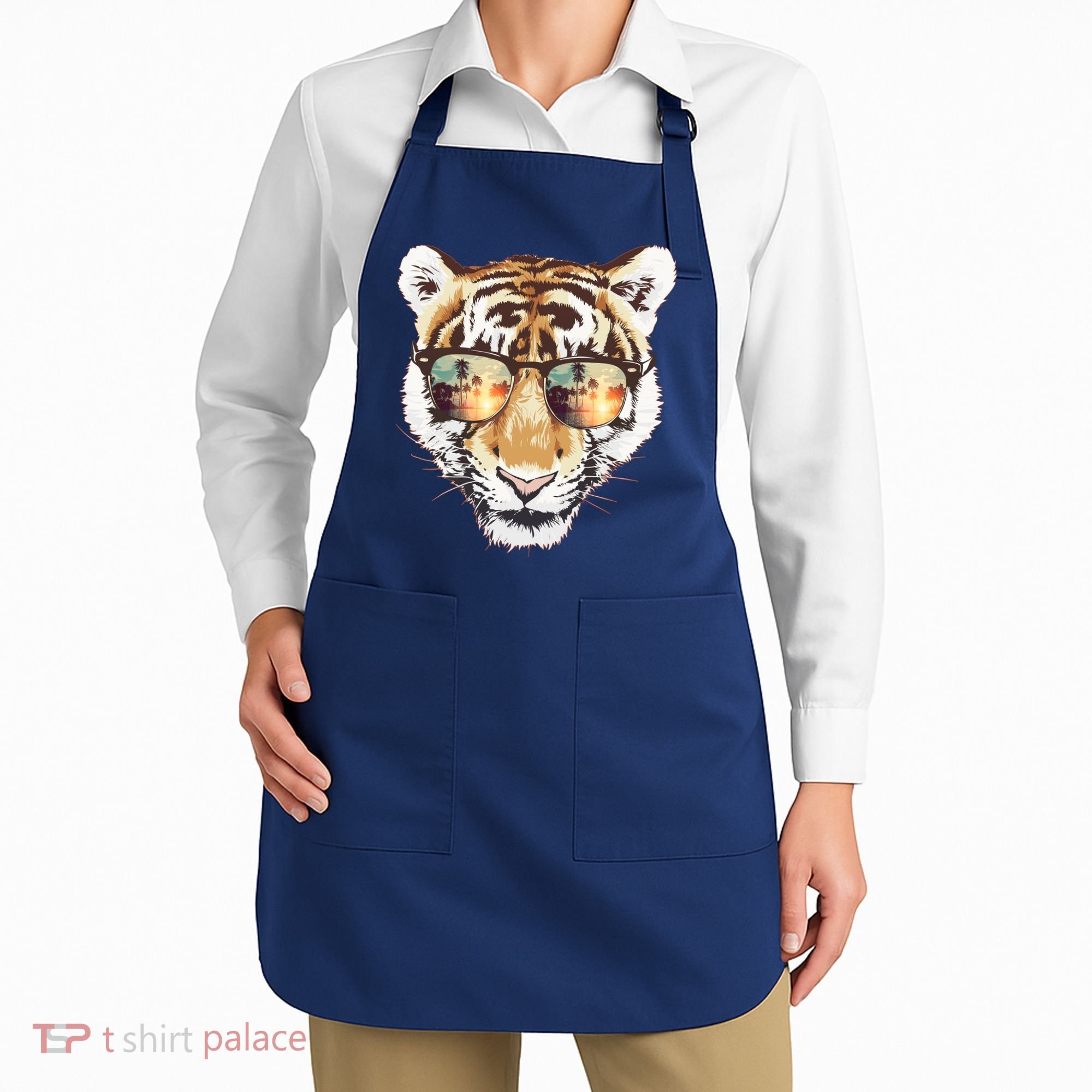 Cool Funny Tiger Tropical Sunglasses Apron