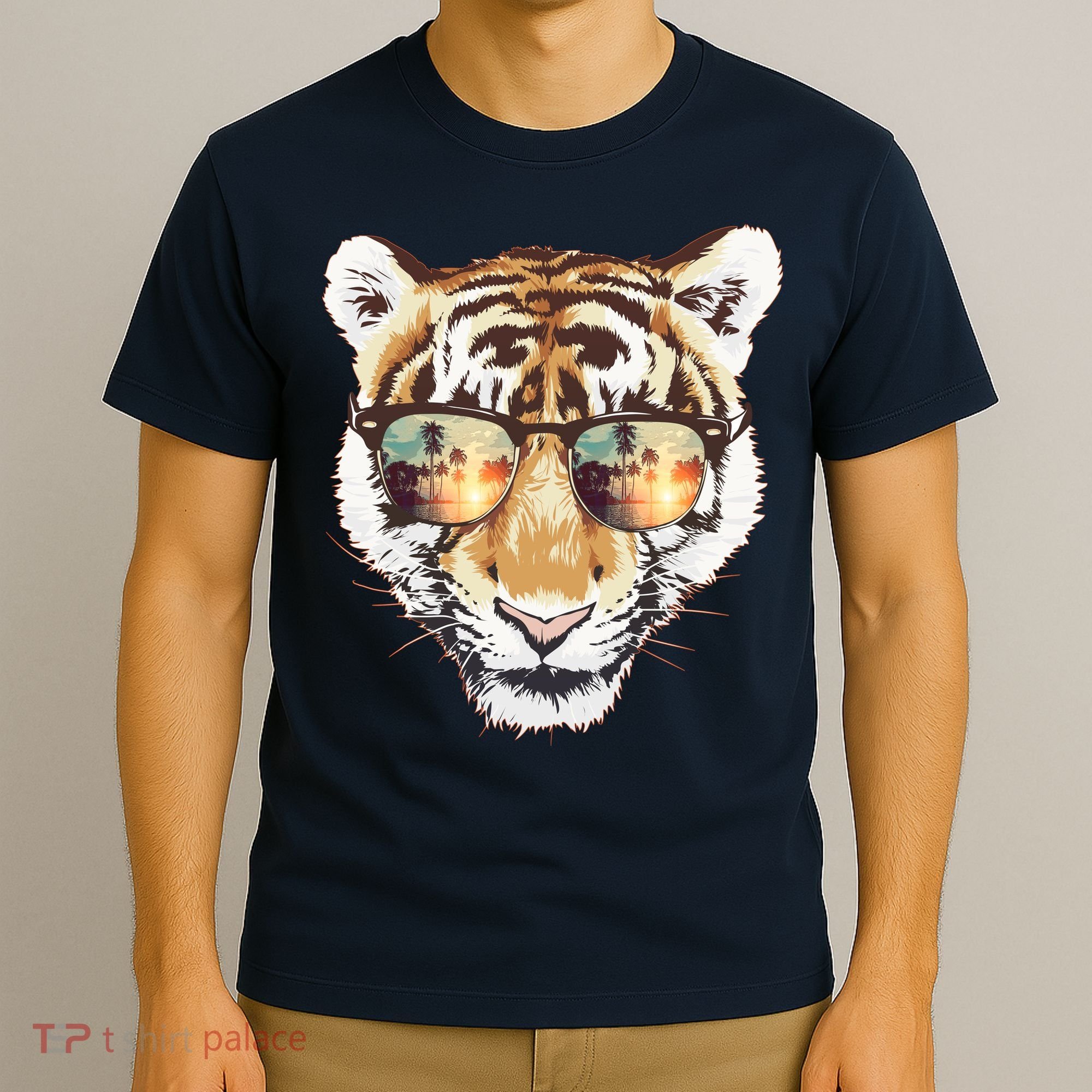 Cool Funny Tiger Tropical Sunglasses T-Shirt