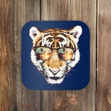 Cool Funny Tiger Tropical Sunglasses Coaster