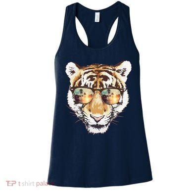 Cool Funny Tiger Tropical Sunglasses Women's Tank Top