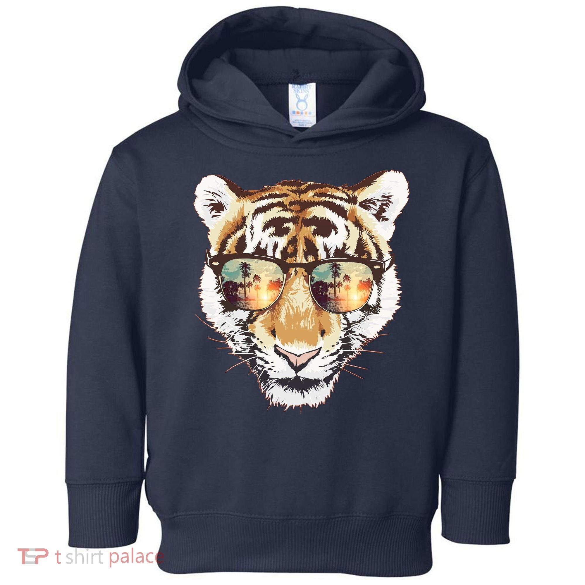 Cool Funny Tiger Tropical Sunglasses Toddler Hoodie