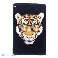 Cool Funny Tiger Tropical Sunglasses Golf Towel thumb 0