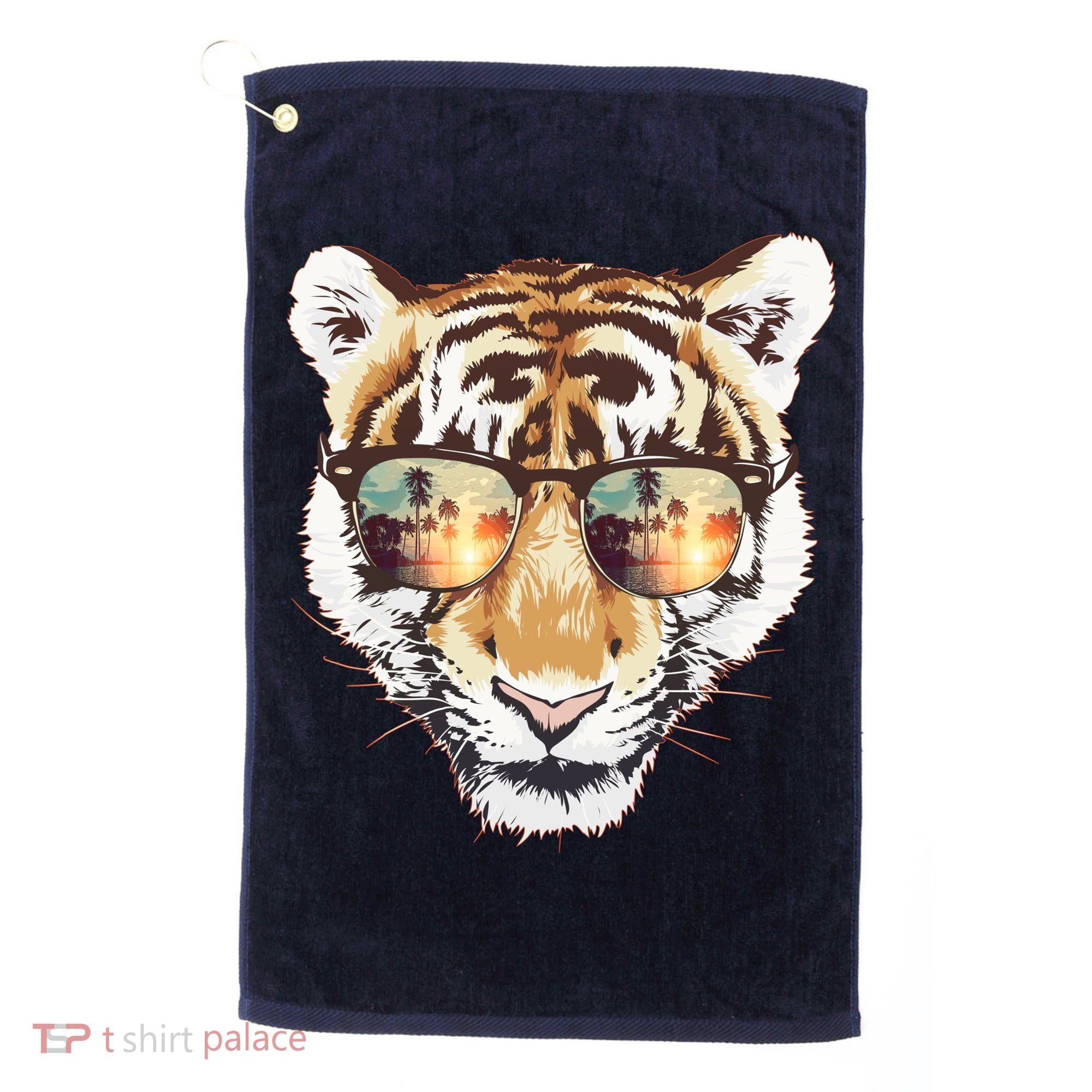 Cool Funny Tiger Tropical Sunglasses Golf Towel