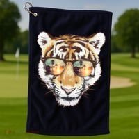 Cool Funny Tiger Tropical Sunglasses Golf Towel thumb 1