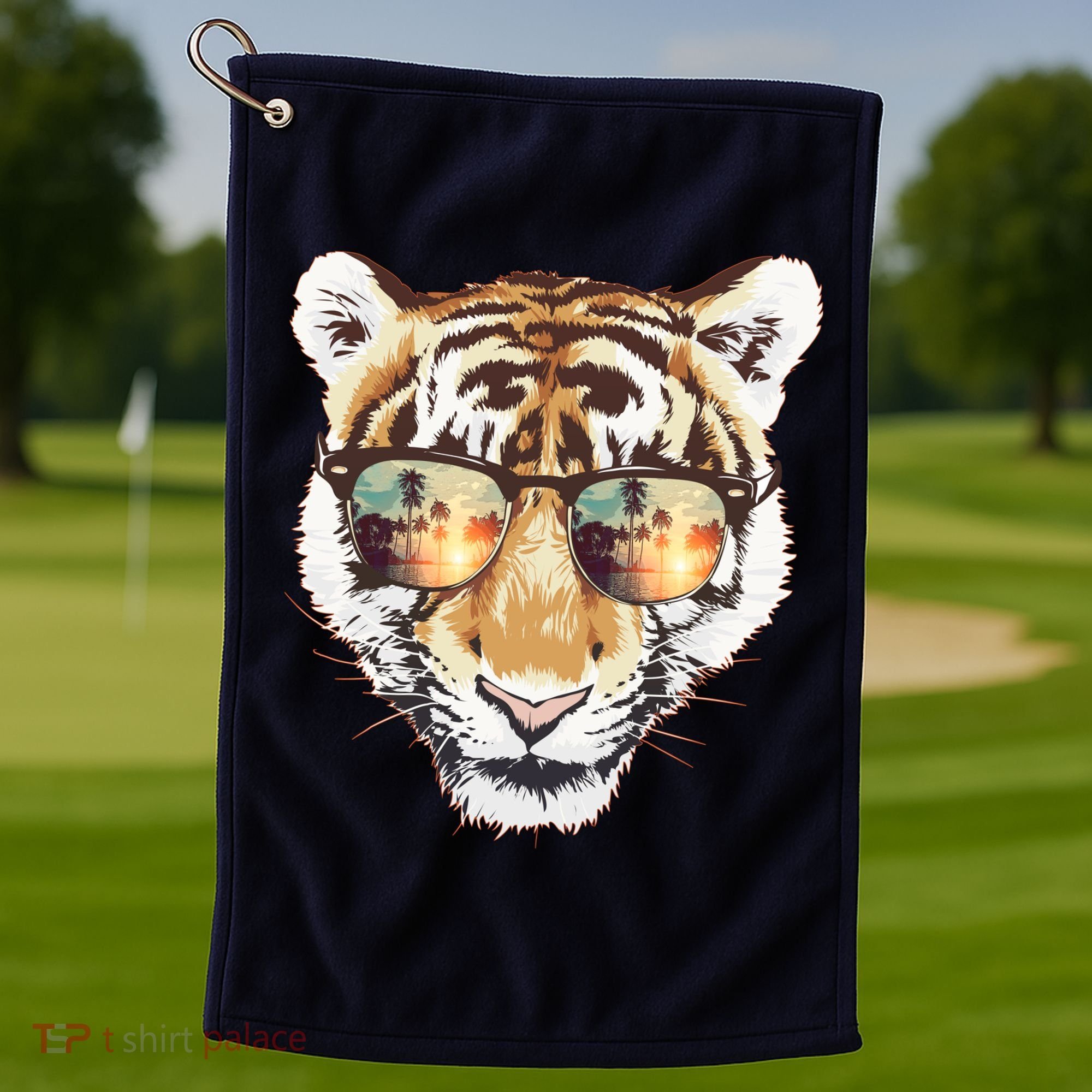 Cool Funny Tiger Tropical Sunglasses Golf Towel