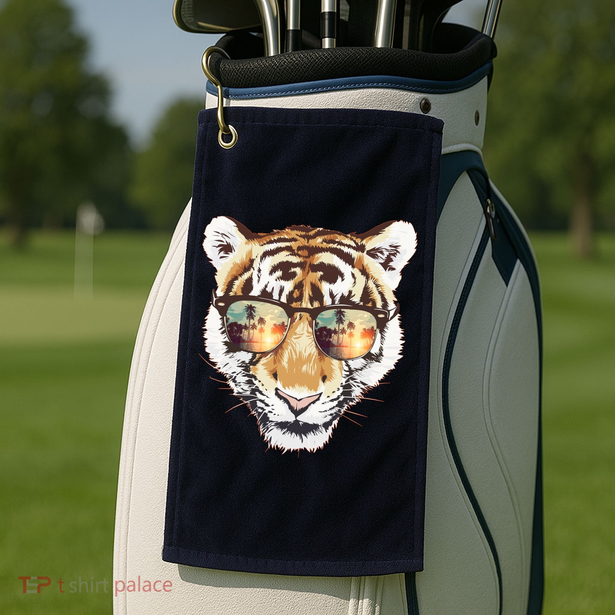 Cool Funny Tiger Tropical Sunglasses Golf Towel