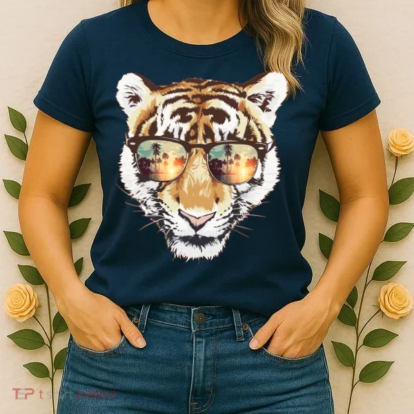 Cool Funny Tiger Tropical Sunglasses Women's T-Shirt