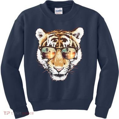 Cool Funny Tiger Tropical Sunglasses Kids Sweatshirt