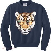 Cool Funny Tiger Tropical Sunglasses Kids Sweatshirt thumb 0
