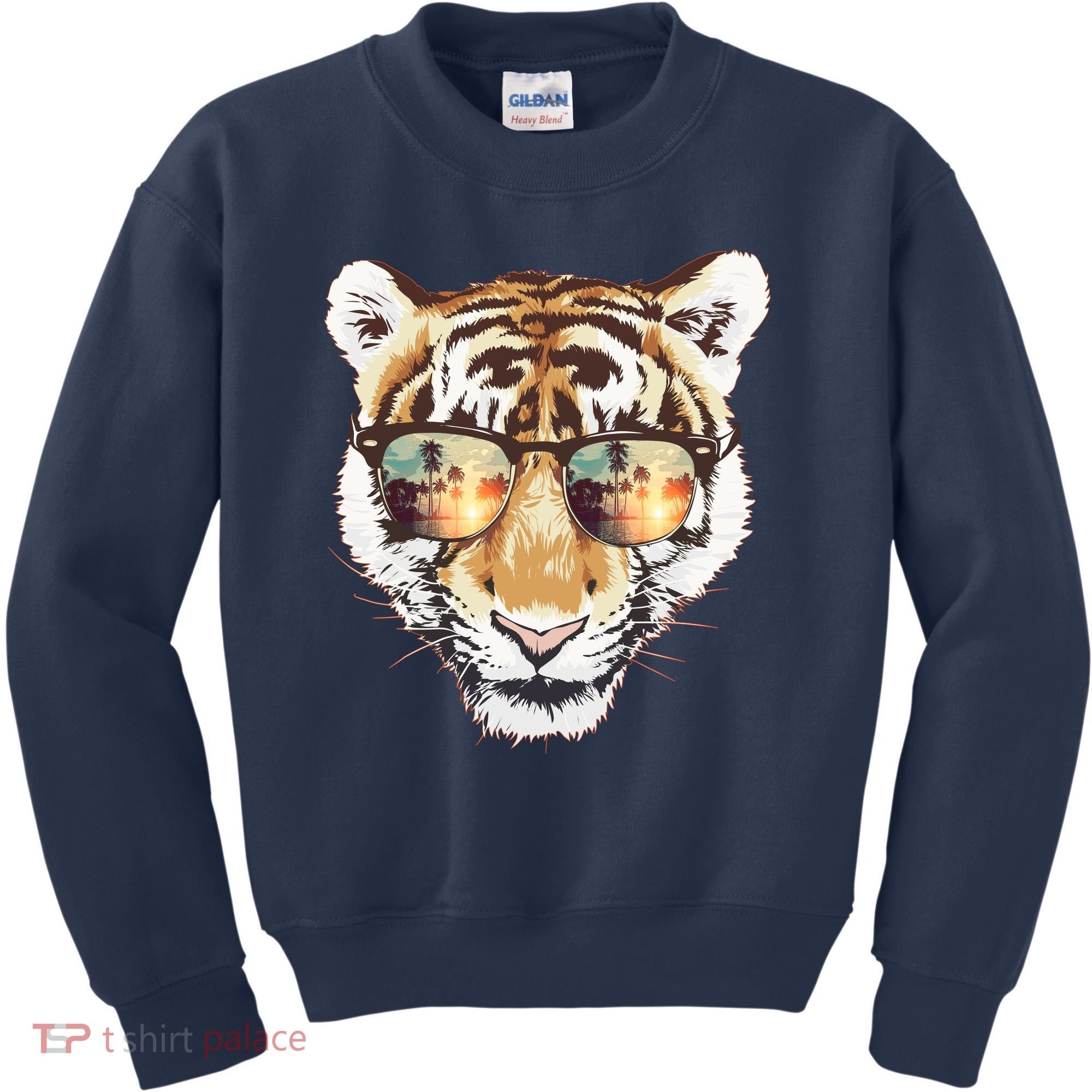 Cool Funny Tiger Tropical Sunglasses Kids Sweatshirt