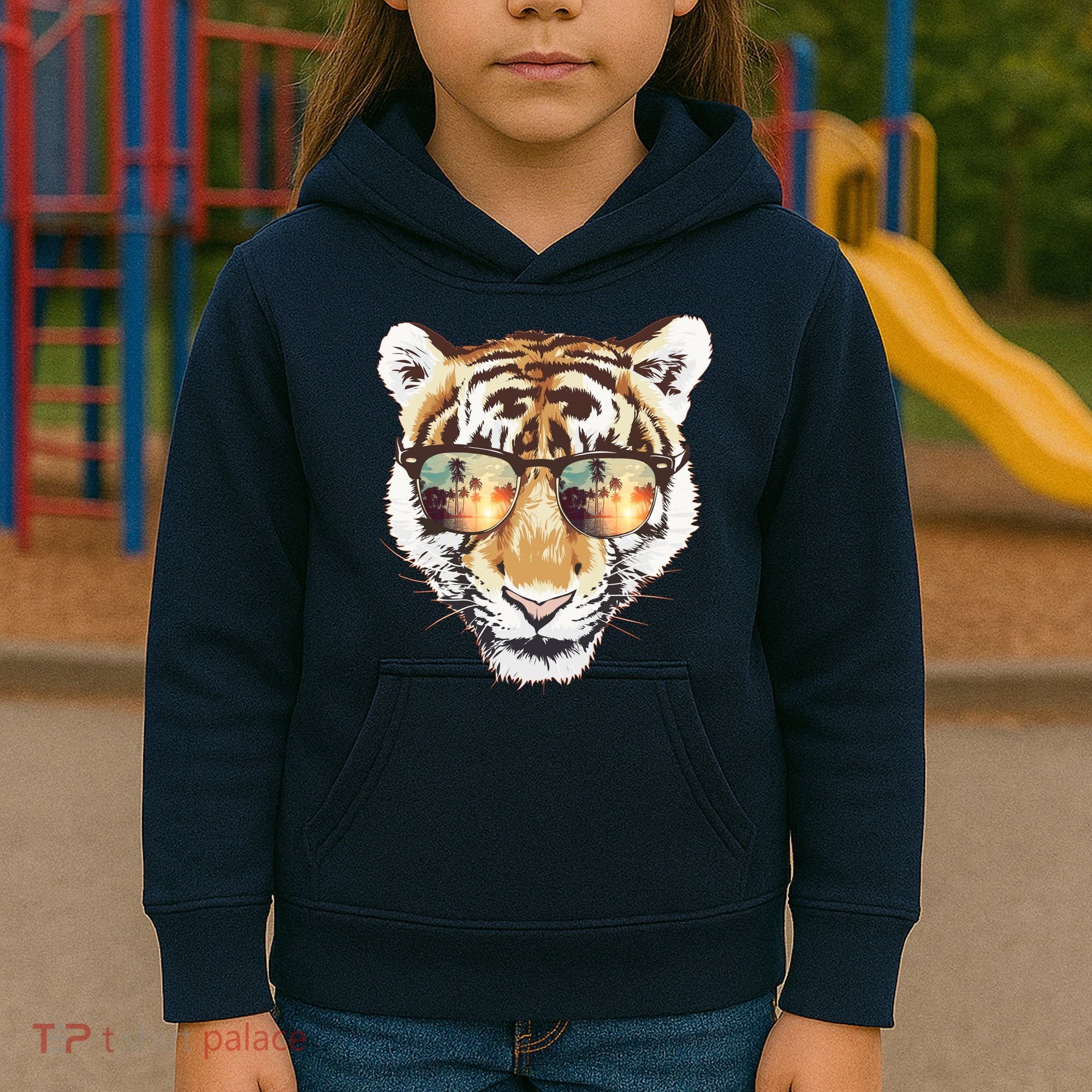 Cool Funny Tiger Tropical Sunglasses Kids Hoodie