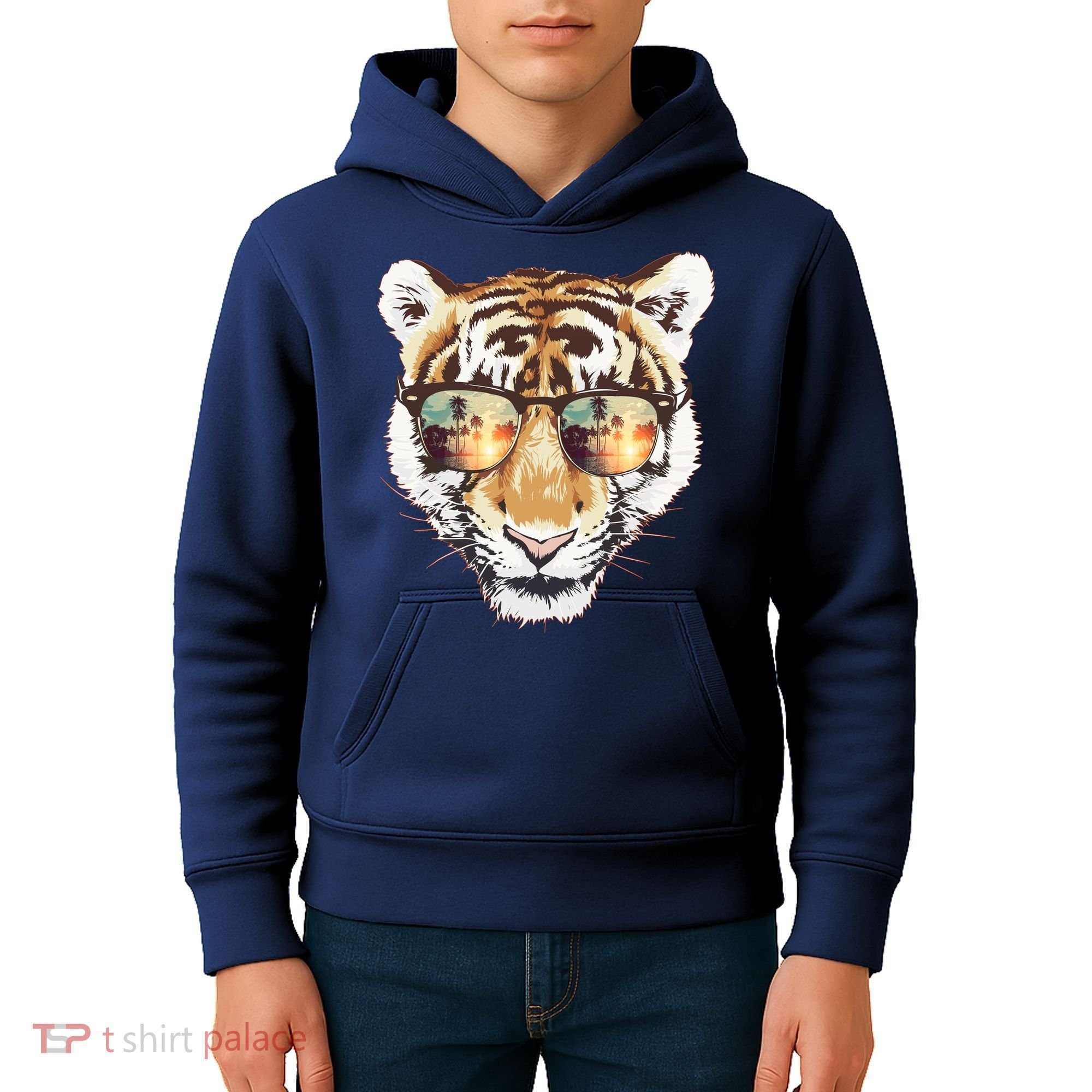 Cool Funny Tiger Tropical Sunglasses Kids Hoodie