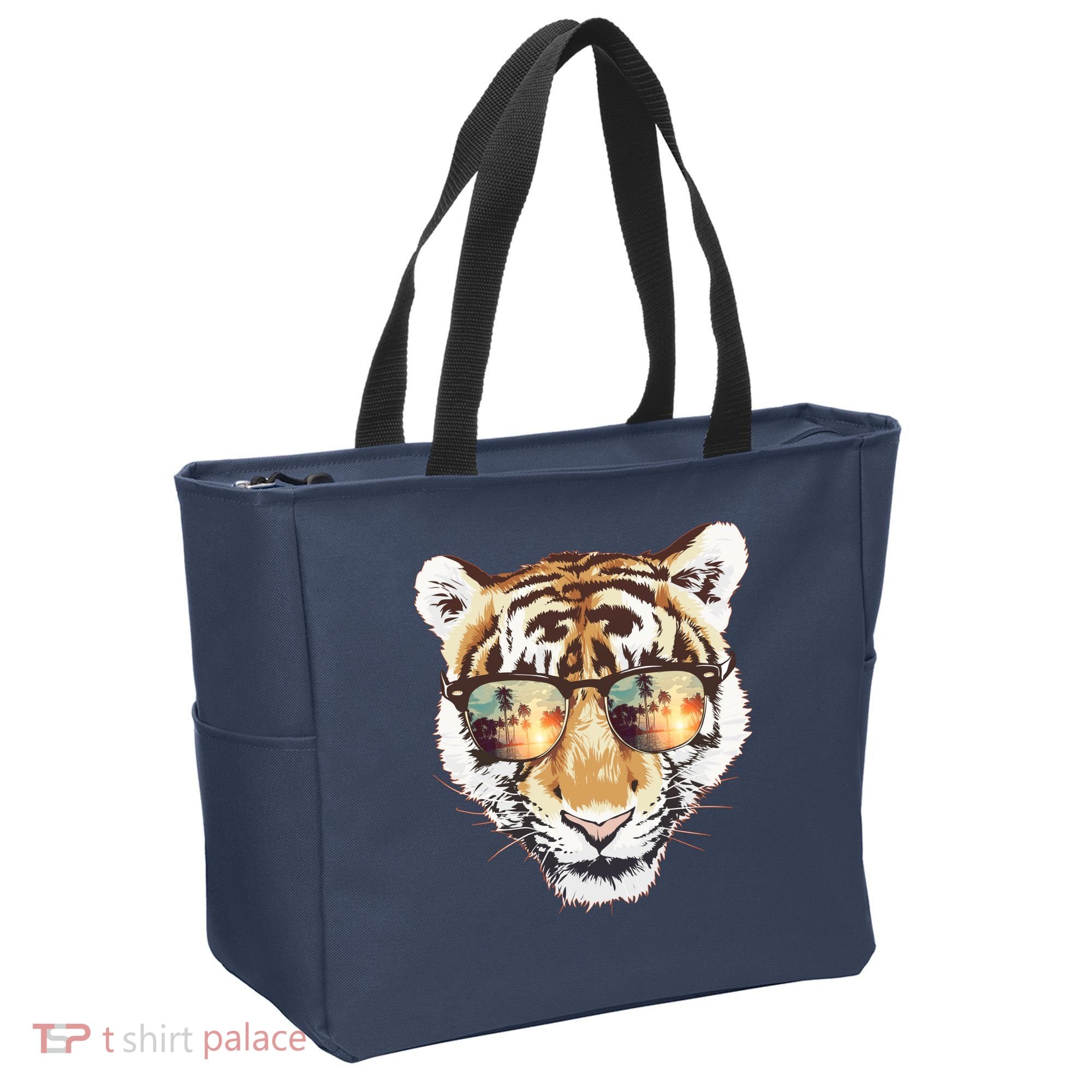Cool Funny Tiger Tropical Sunglasses Tote Bag
