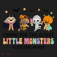 Caring For The Little Monsters Pediatric Nurse Halloween Women's Sweatshirt thumb 2