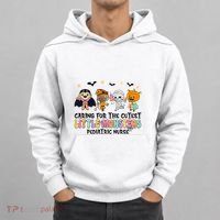Caring For The Little Monsters Pediatric Nurse Halloween Hoodie thumb 0