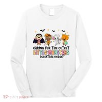 Caring For The Little Monsters Pediatric Nurse Halloween Long Sleeve Shirt thumb 0