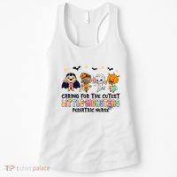 Caring For The Little Monsters Pediatric Nurse Halloween Women's Tank Top thumb 0