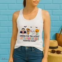 Caring For The Little Monsters Pediatric Nurse Halloween Women's Tank Top thumb 2