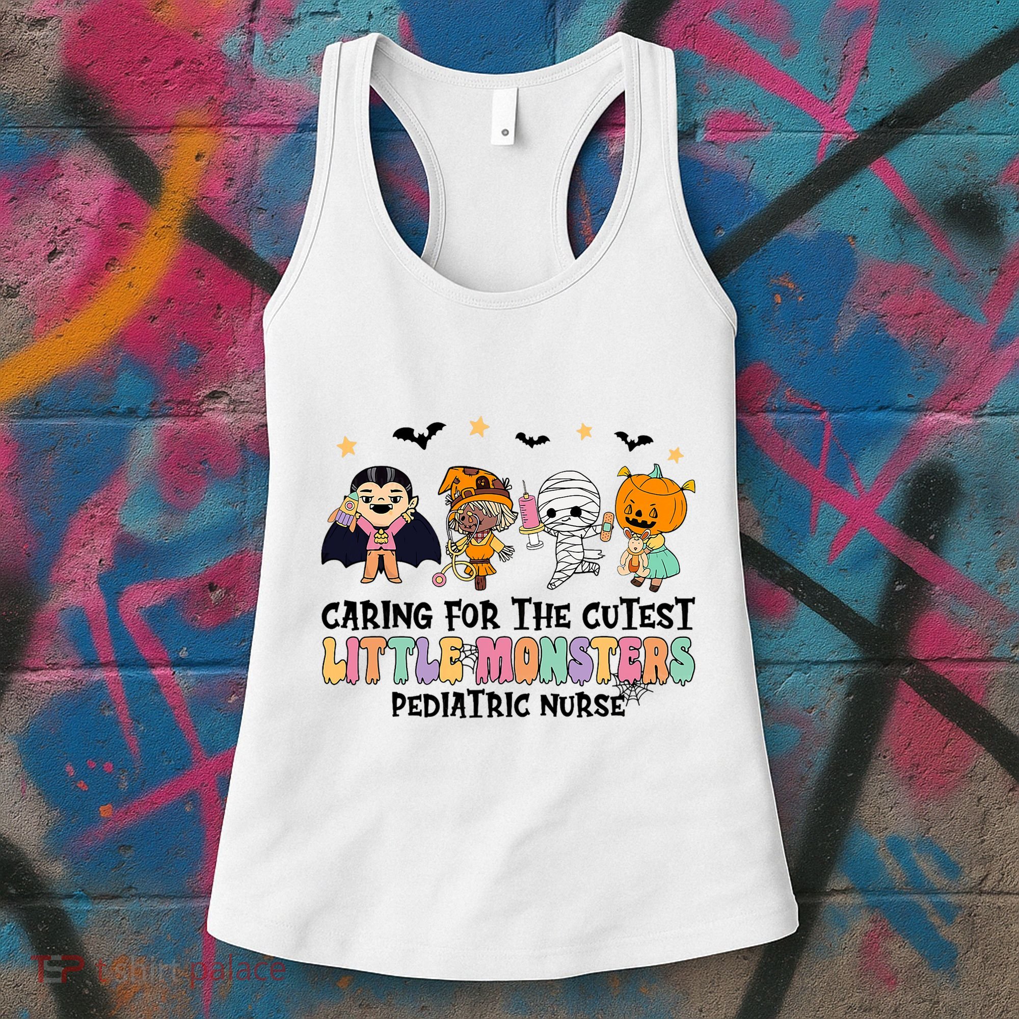 Caring For The Little Monsters Pediatric Nurse Halloween Women's Tank Top