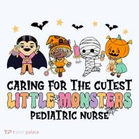 Caring For The Little Monsters Pediatric Nurse Halloween Tank Top thumb 6