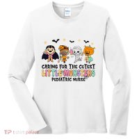 Caring For The Little Monsters Pediatric Nurse Halloween Women's Long Sleeve Shirt thumb 0