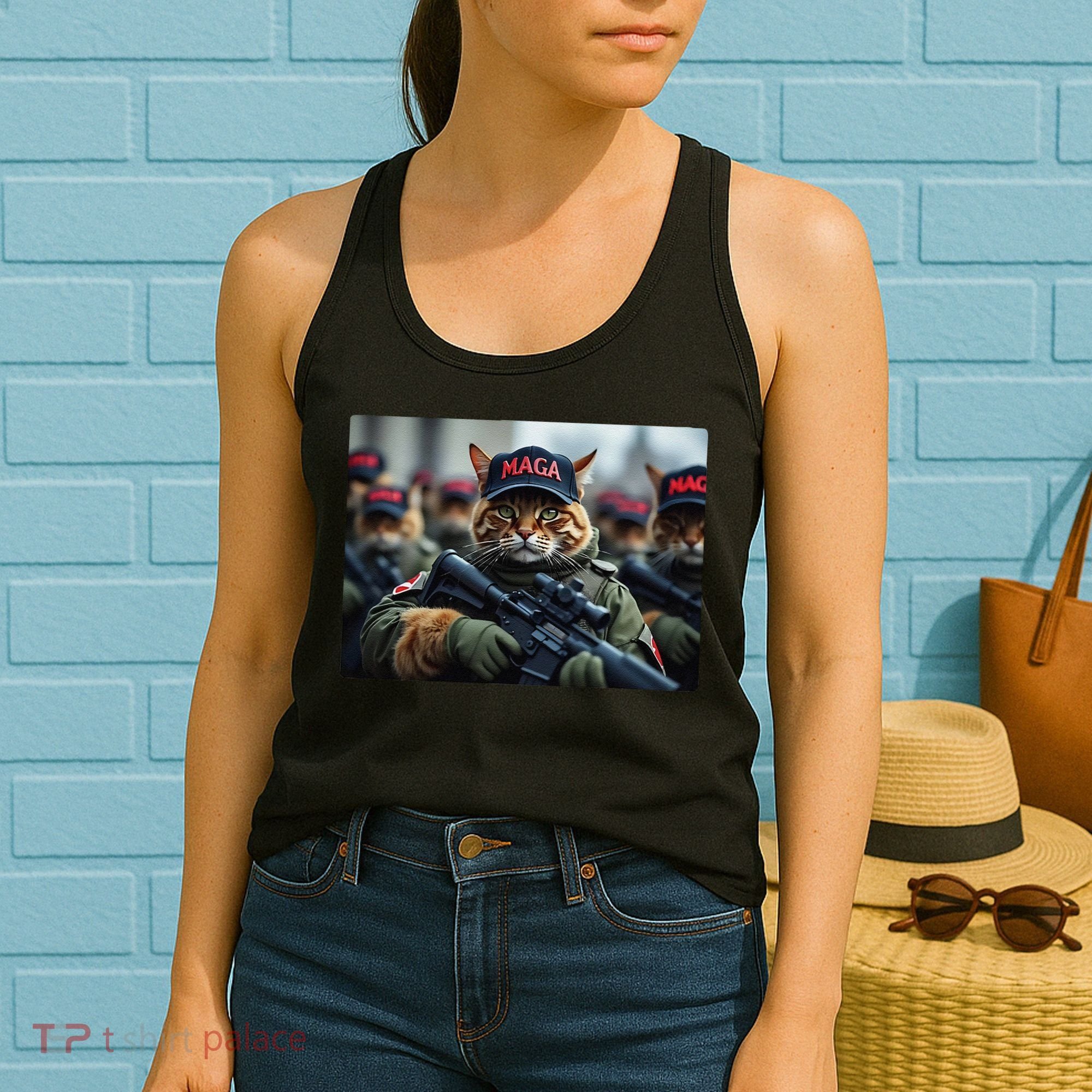 Cats For Trump Maga Army American Flag Patriotic Vote Trump Gift Women's Tank Top
