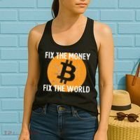 Crypto Fix The Money Fix The World Bitcoin Quote Women's Tank Top thumb 2