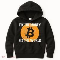 Crypto Fix The Money Fix The World Bitcoin Quote Kids Hoodie thumb 0