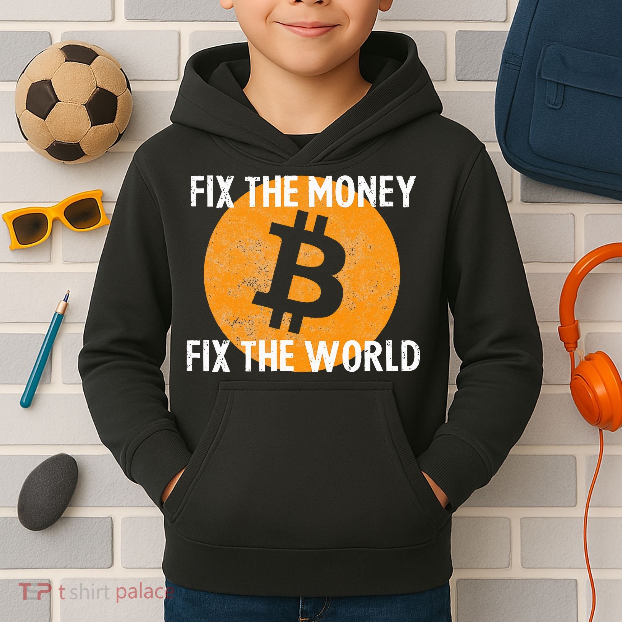 Crypto Fix The Money Fix The World Bitcoin Quote Kids Hoodie