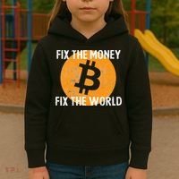 Crypto Fix The Money Fix The World Bitcoin Quote Kids Hoodie thumb 3