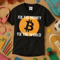 Crypto Fix The Money Fix The World Bitcoin Quote Kids T-Shirt thumb 3