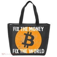 Crypto Fix The Money Fix The World Bitcoin Quote Tote Bag thumb 0