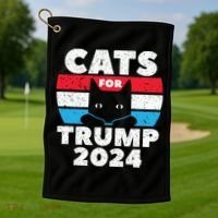 Cats For Trump 2024 Election Golf Towel thumb 1