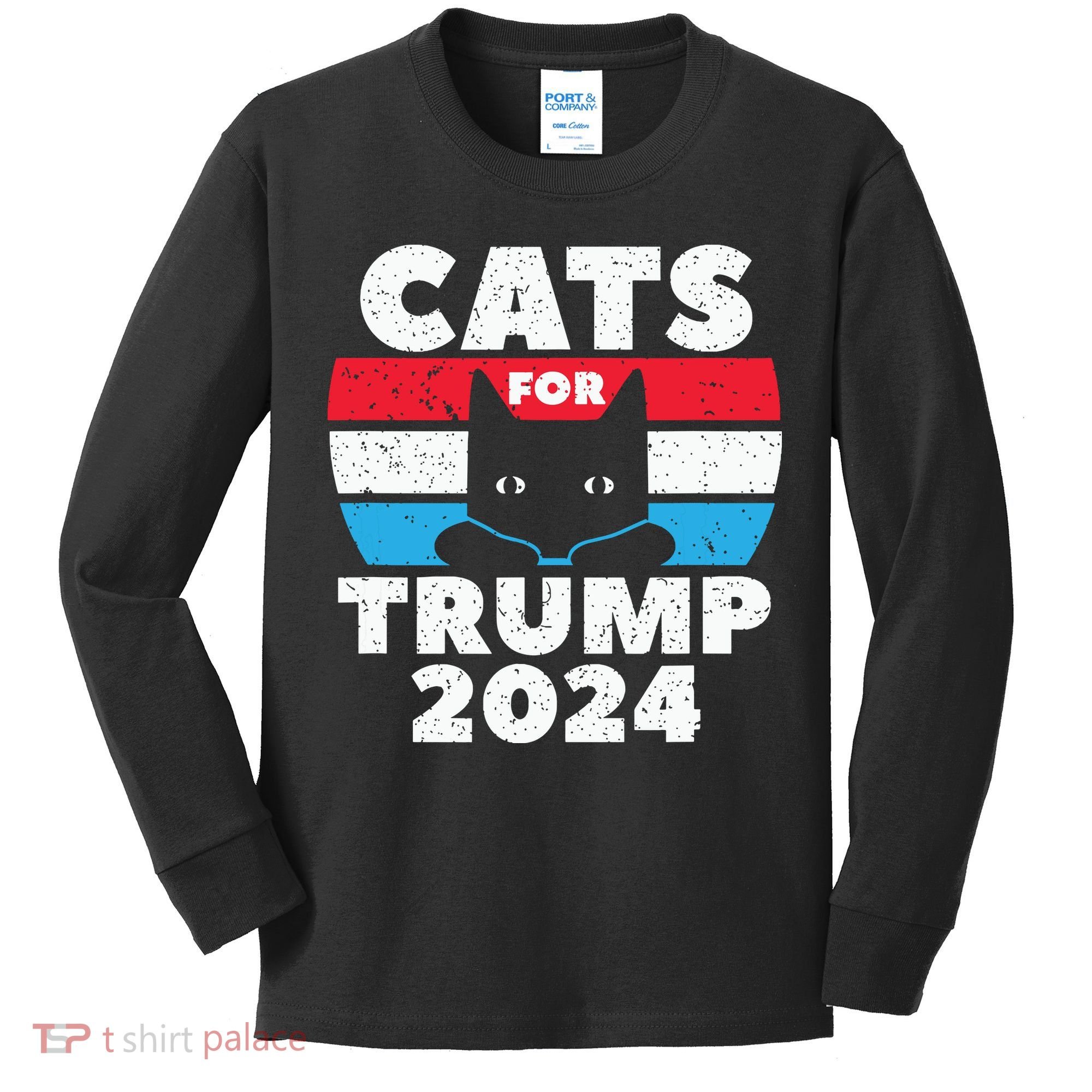 Cats For Trump 2024 Election Kids Long Sleeve Shirt