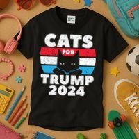 Cats For Trump 2024 Election Kids T-Shirt thumb 3