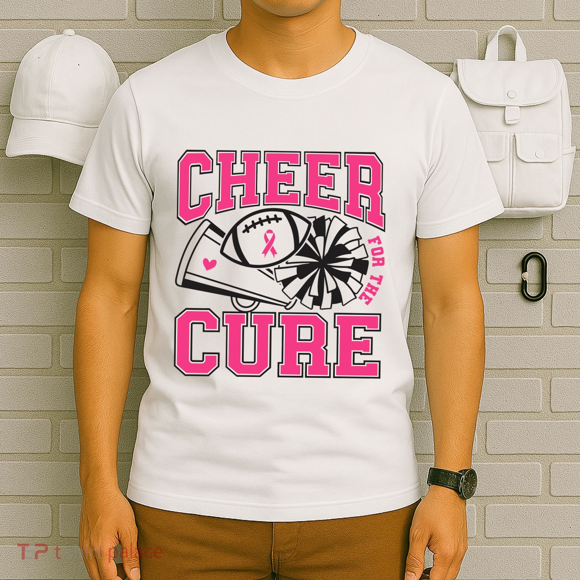 Cheer For The Cure Breast Cancer Football And Cheer T-Shirt
