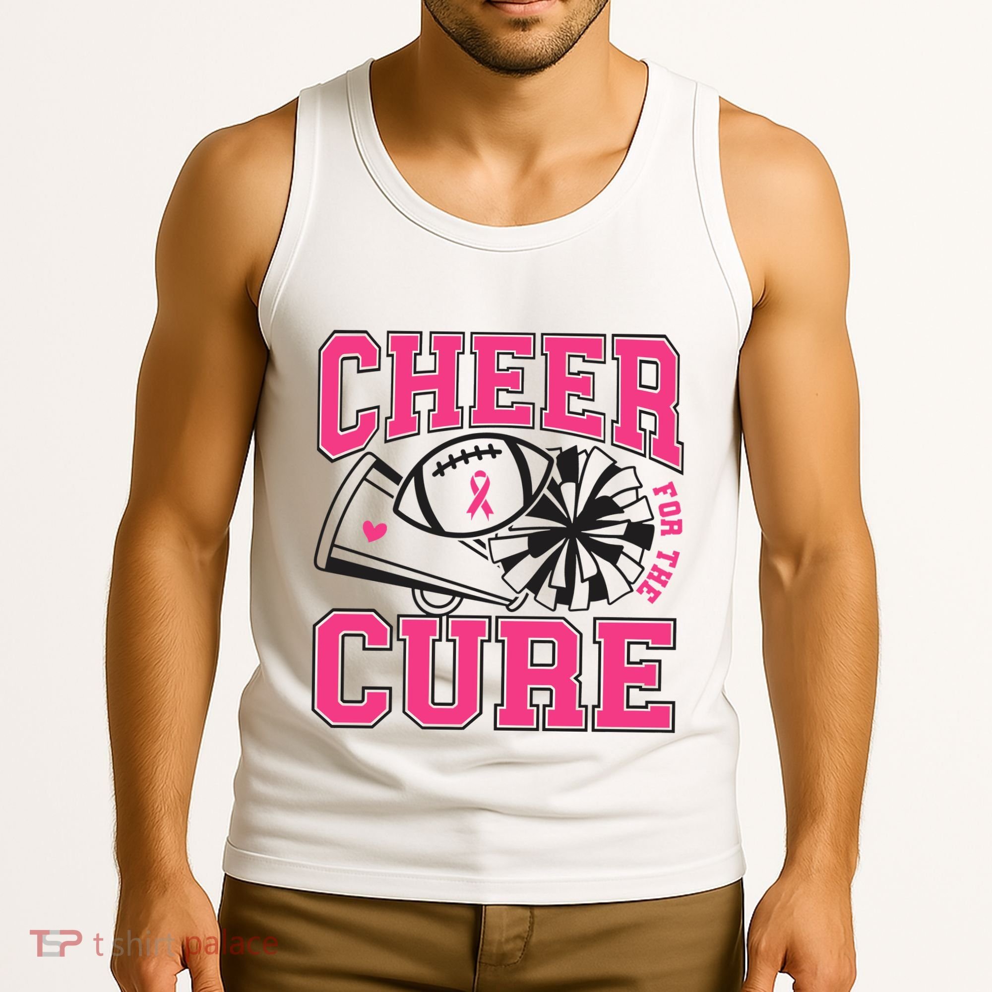 Cheer For The Cure Breast Cancer Football And Cheer Tank Top