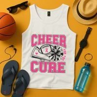 Cheer For The Cure Breast Cancer Football And Cheer Tank Top thumb 4