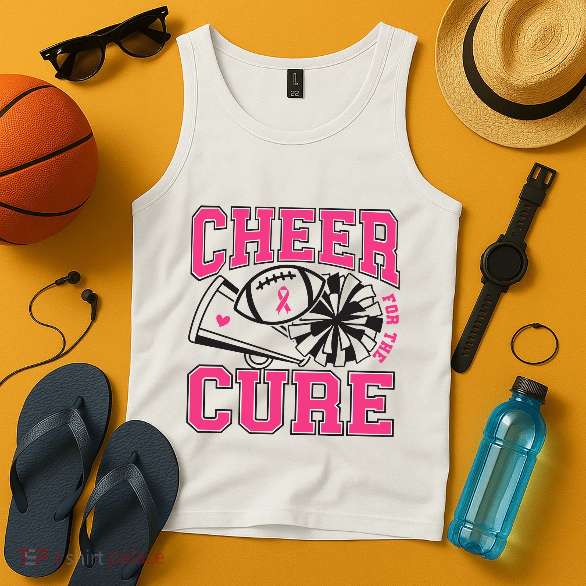 Cheer For The Cure Breast Cancer Football And Cheer Tank Top