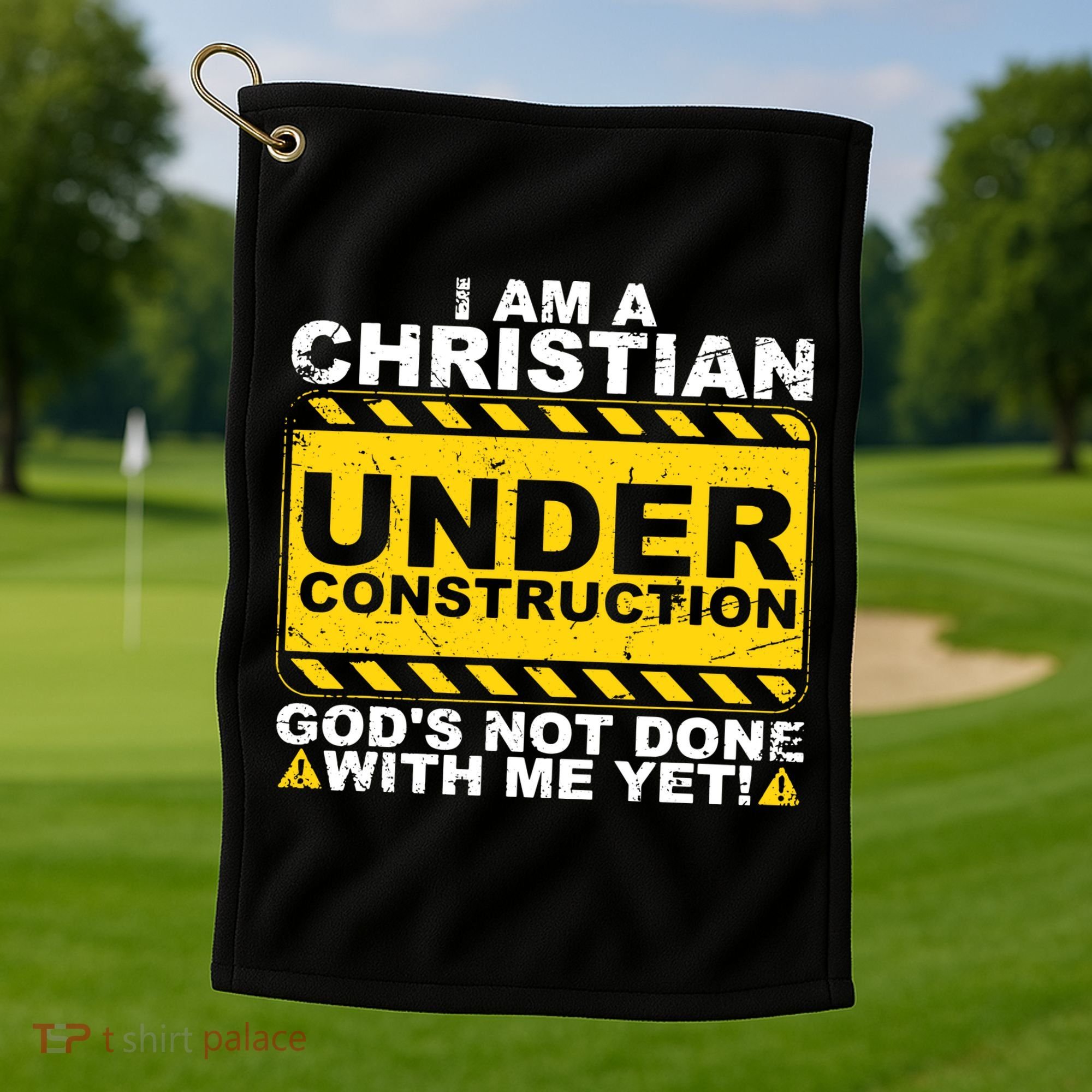 Christian Funny Under Construction Gift Catholic Golf Towel