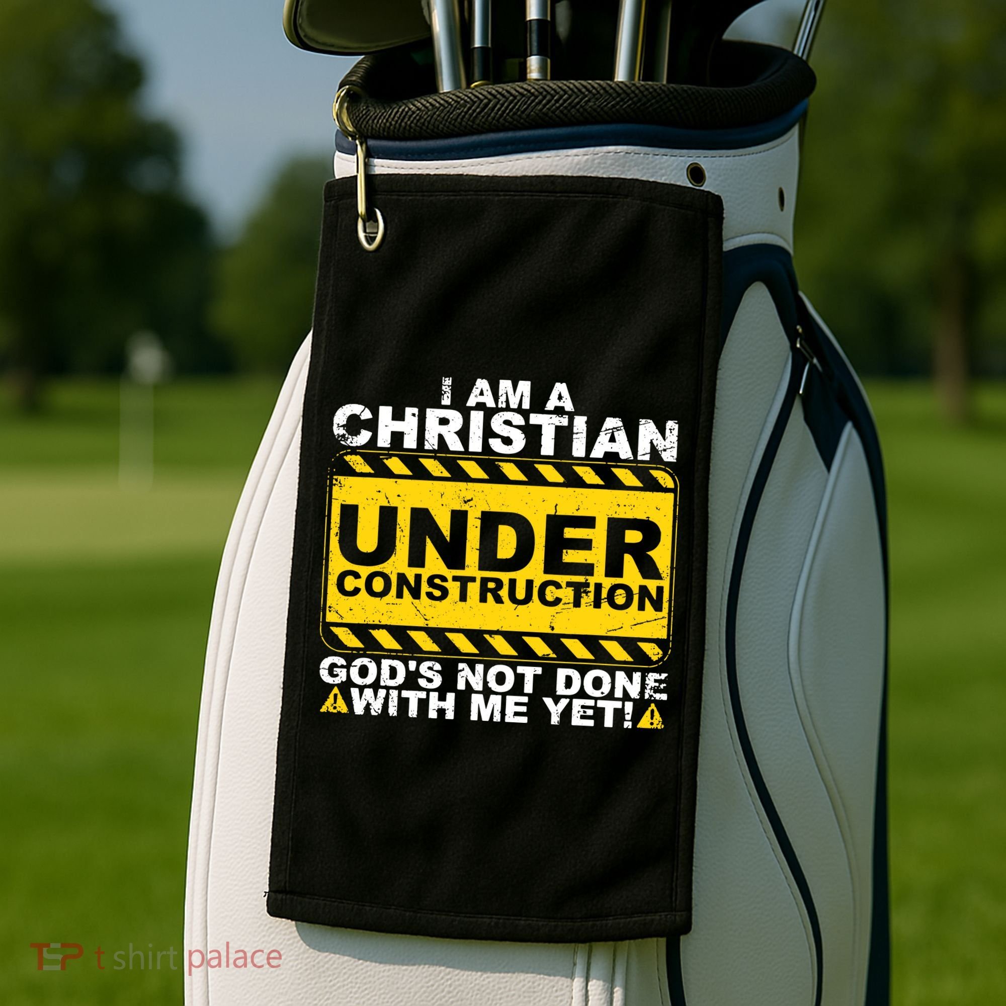 Christian Funny Under Construction Gift Catholic Golf Towel