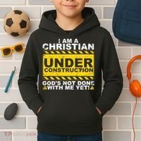 Christian Funny Under Construction Gift Catholic Kids Hoodie thumb 2