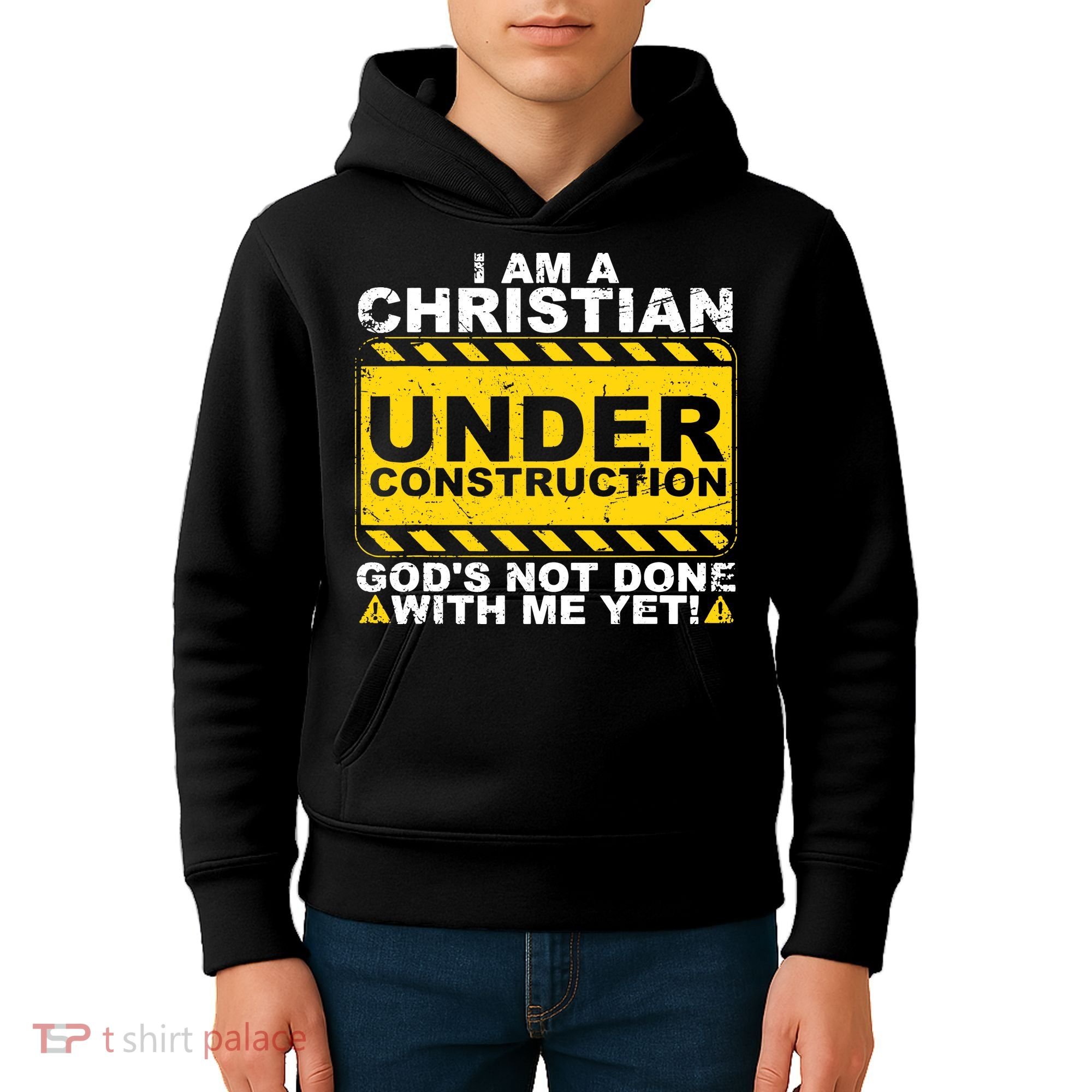 Christian Funny Under Construction Gift Catholic Kids Hoodie