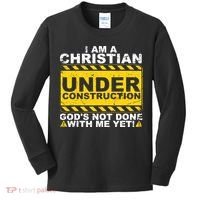 Christian Funny Under Construction Gift Catholic Kids Long Sleeve Shirt thumb 0