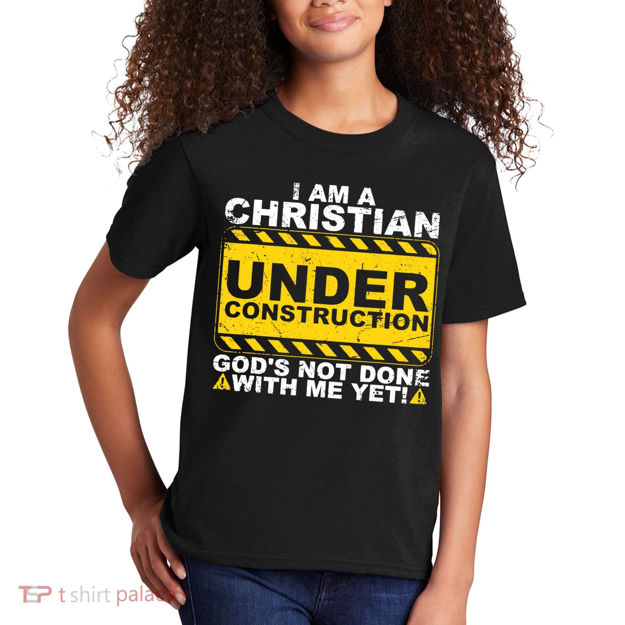 Christian Funny Under Construction Gift Catholic Kids T-Shirt