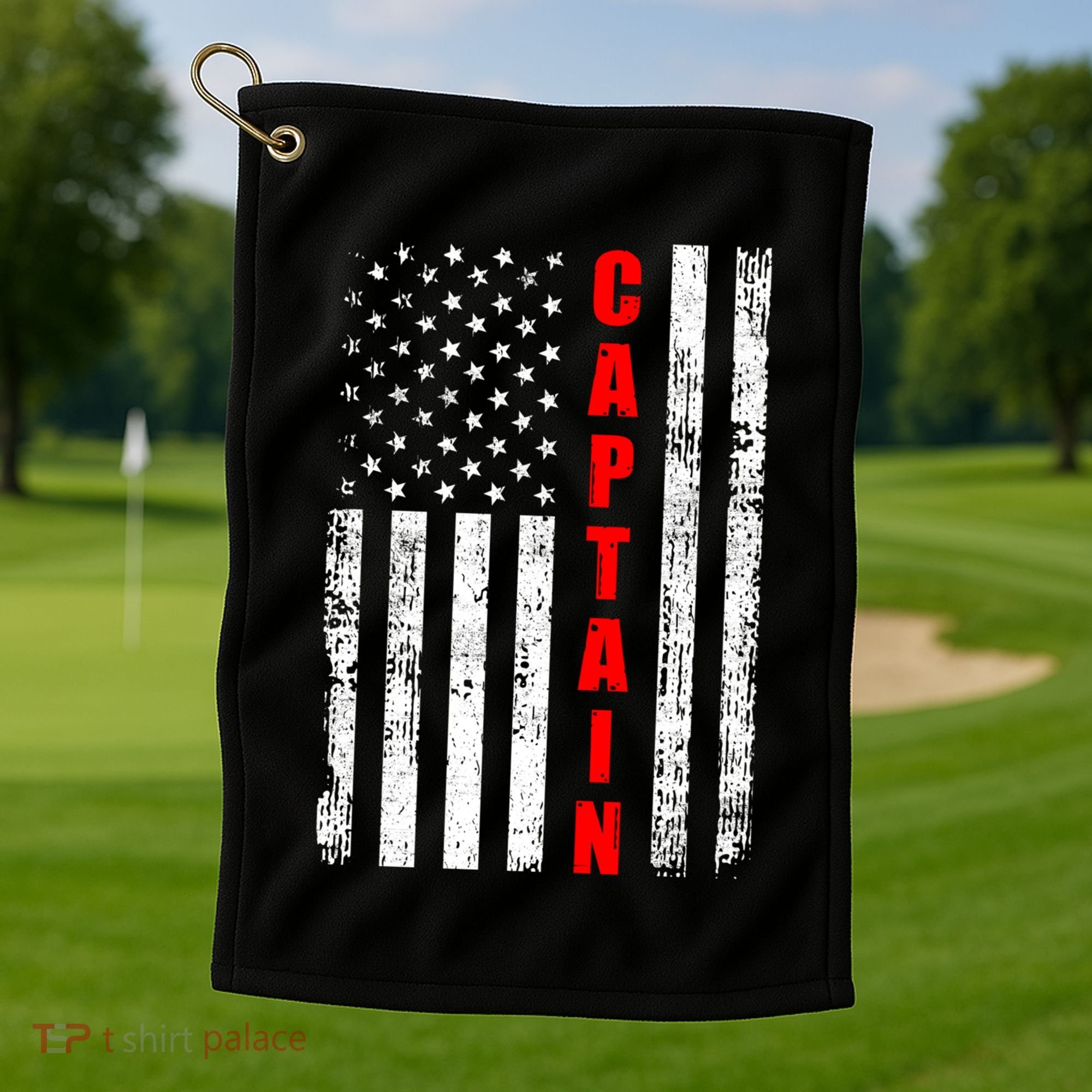 Chief Firefighter Usa Patriotic American Flag Funny Fire Gift Golf Towel