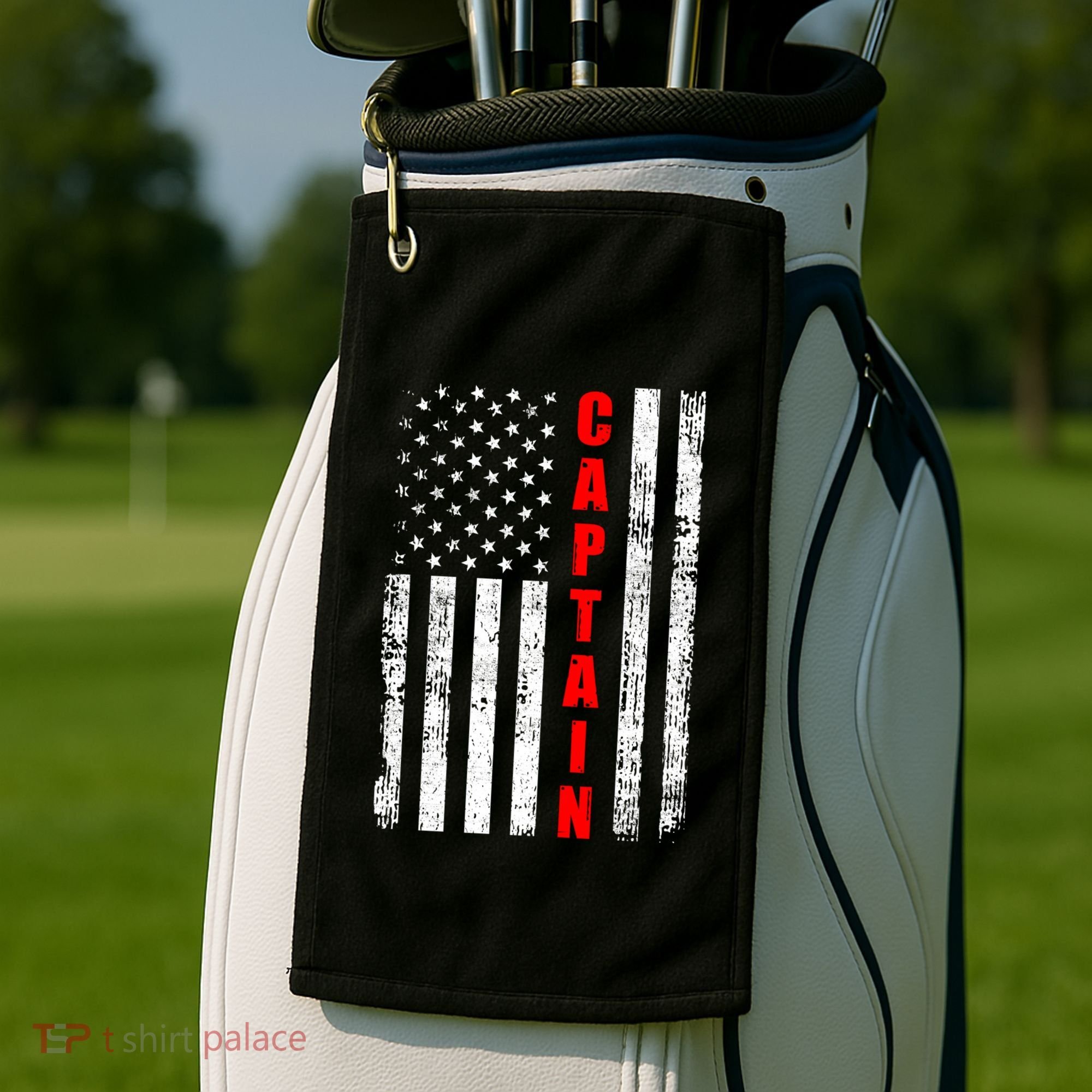 Chief Firefighter Usa Patriotic American Flag Funny Fire Gift Golf Towel